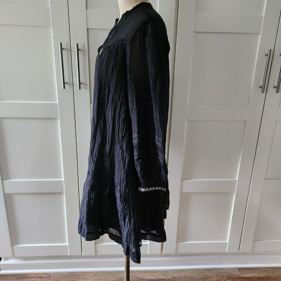 Sundance Size XL Cotton Silk Black Semi Sheer Layered Whimsigoth Tunic Blouse - Picture 7 of 10